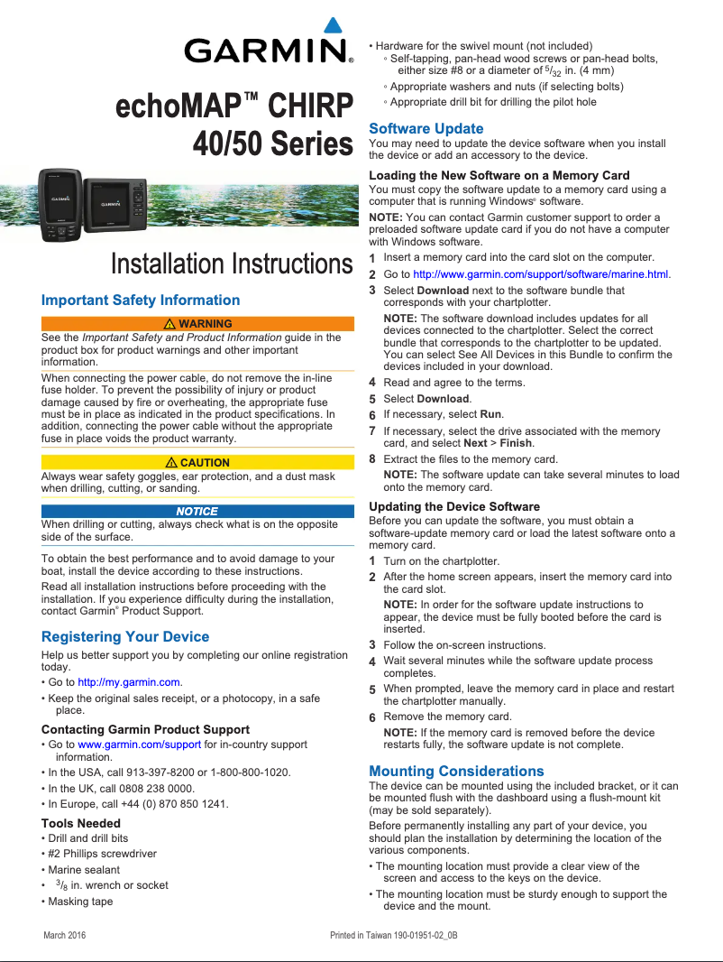 Page 1 de la notice Manuel utilisateur Garmin EchoMAP CHIRP 50