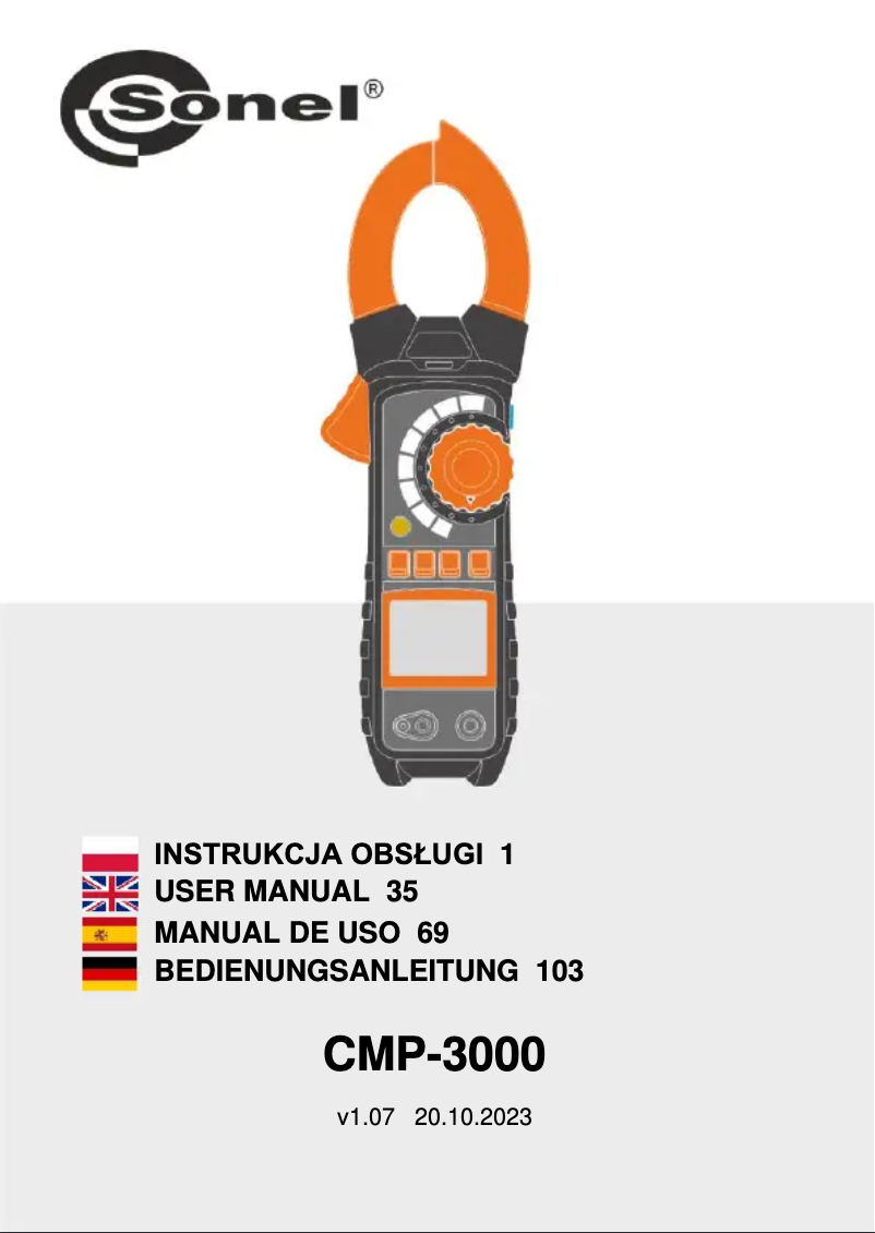 Page 1 de la notice Manuel utilisateur Sonel CMP-3000
