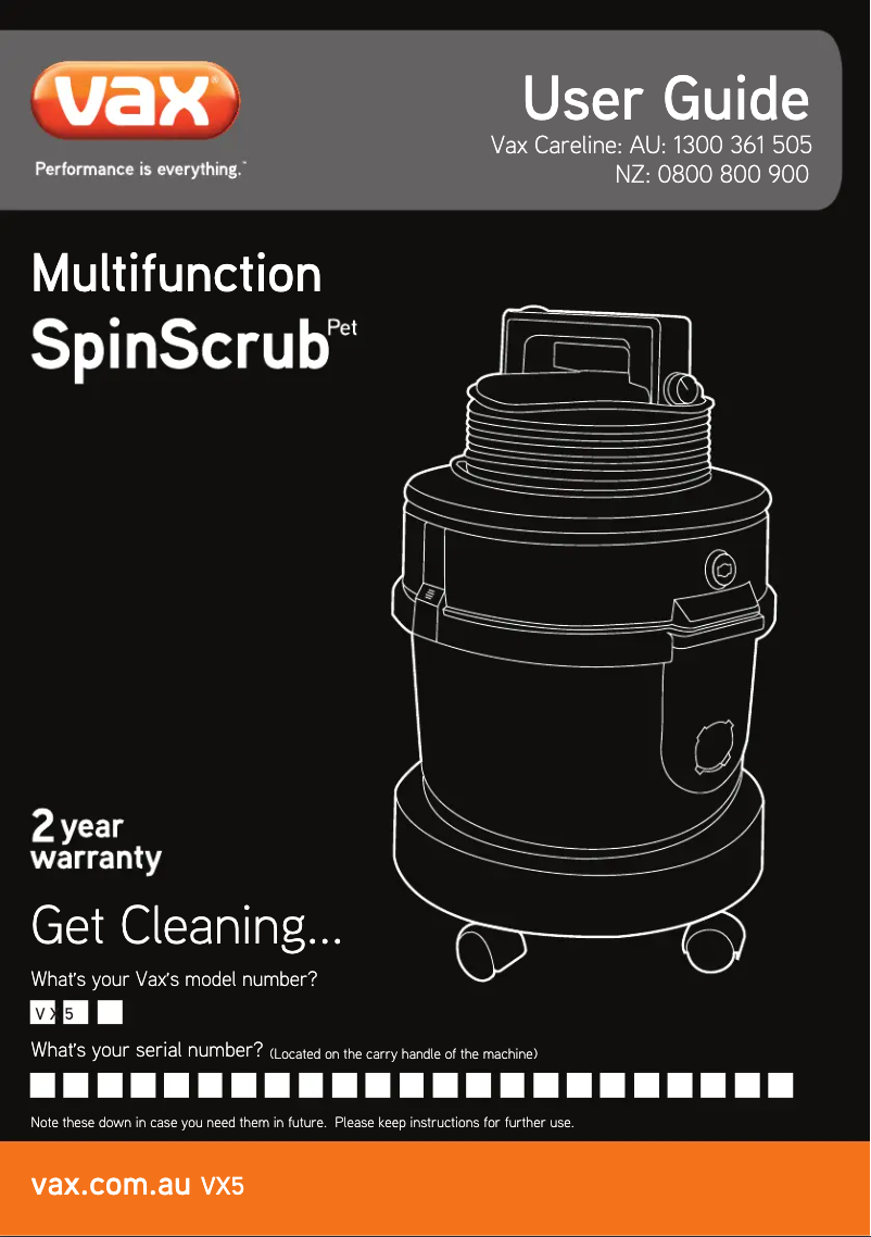 Página 1 del manual Manual de usuario Vax Spinscrub Pet VX5