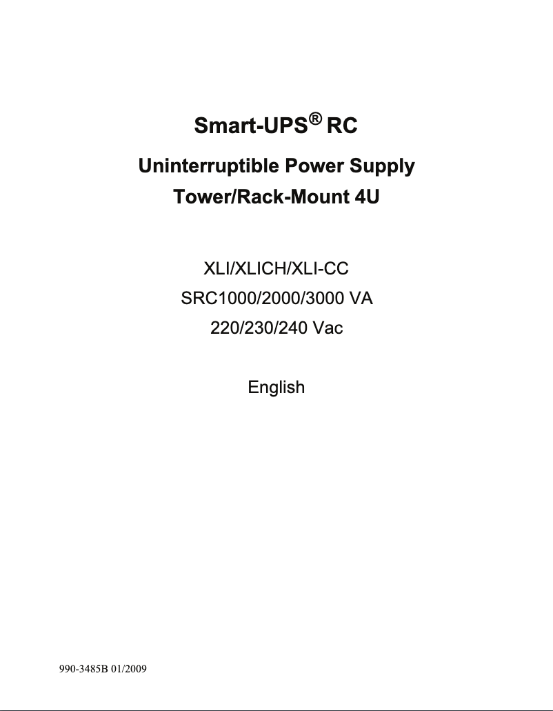 Page n°1 - Manuel utilisateur APC Smart-UPS RC 3000VA