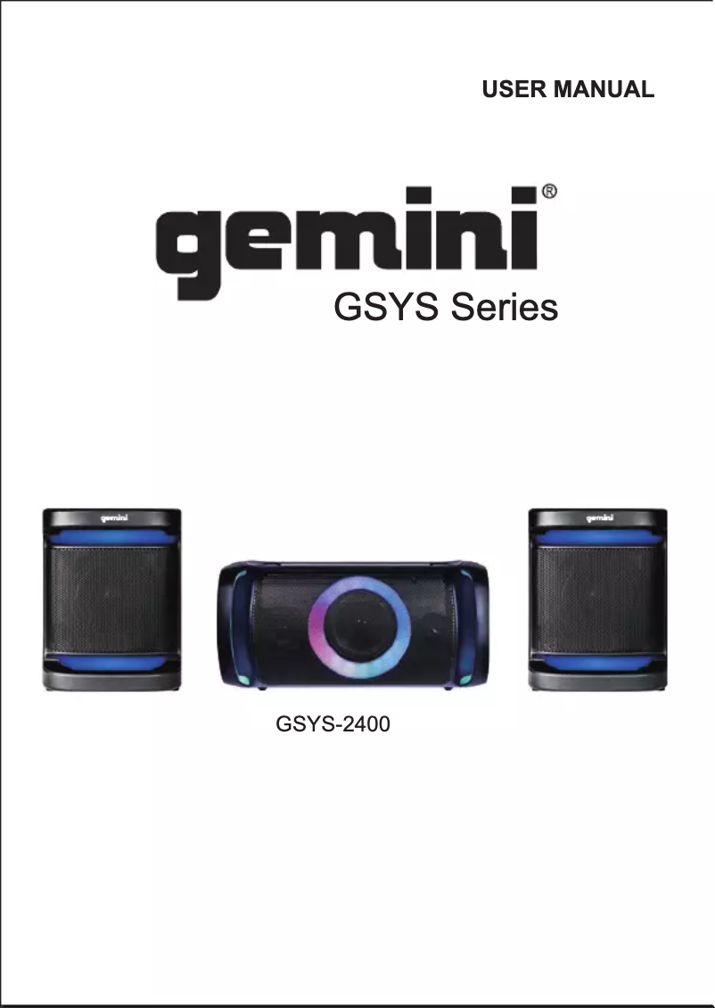 Page 1 de la notice Manuel utilisateur Gemini GSYS-4800