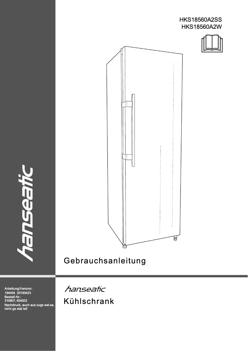 Image de la première page du manuel de l'appareil HKS18560A2W