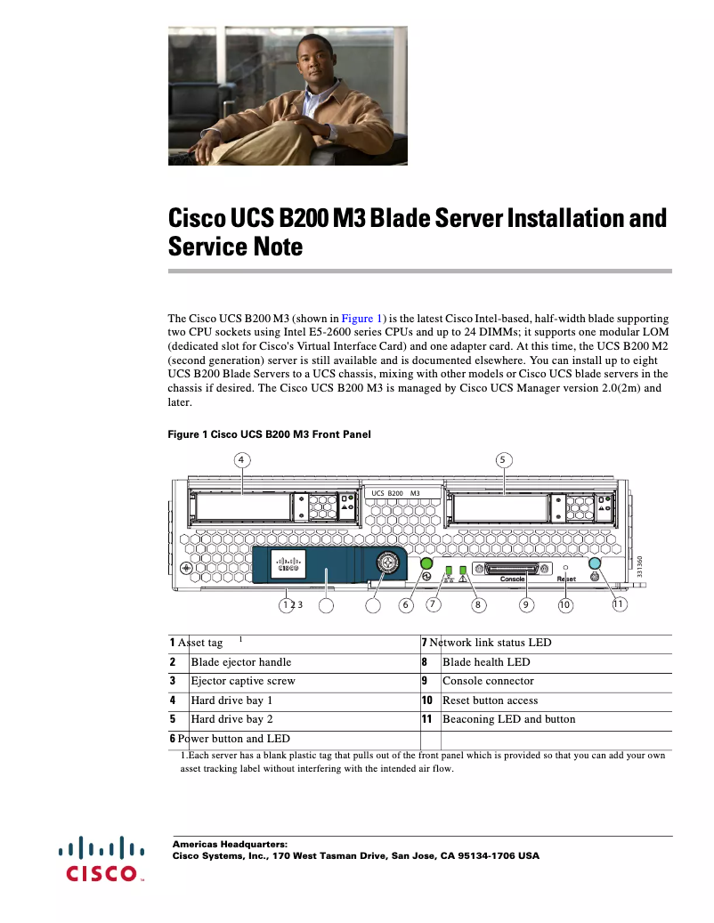Page n°1 - Manuel utilisateur Cisco UCS B200 M3