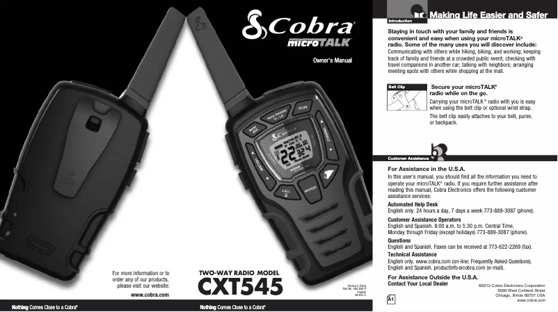 Página 1 del manual Manual de usuario Cobra MicroTalk CXT545