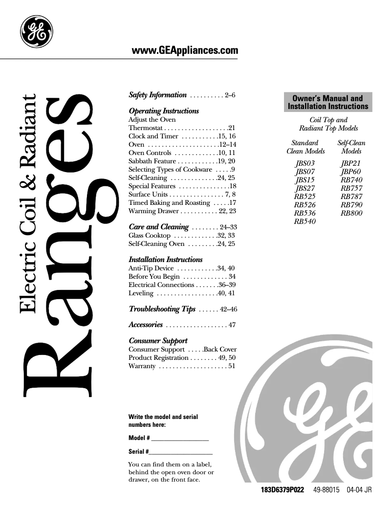Page 1 de la notice Guide d'installation Hotpoint RB757BCWH