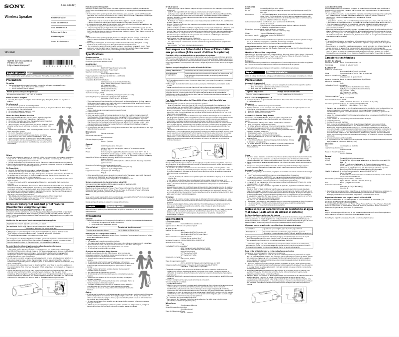 Page 1 de la notice Manuel utilisateur Sony SRS-XB41