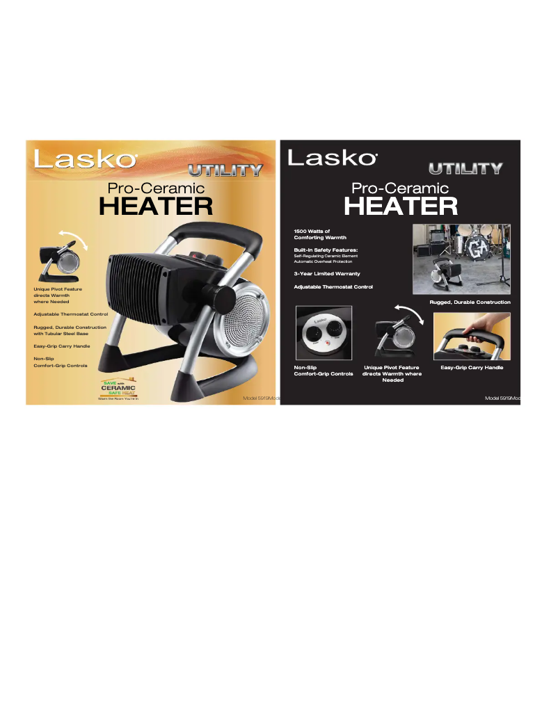 Page 1 de la notice Fiche technique Lasko 5919