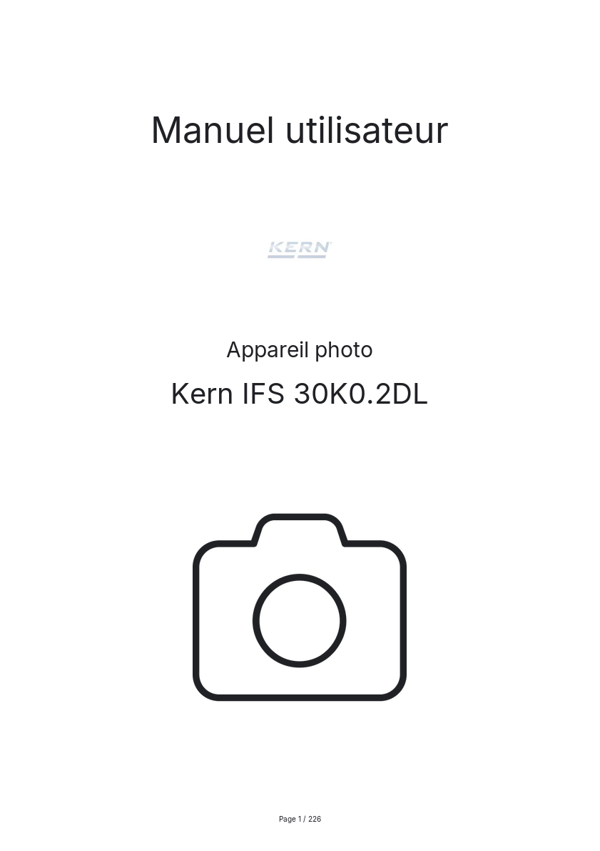 Page n°1 - Manuel utilisateur Kern IFS 30K0.2DL