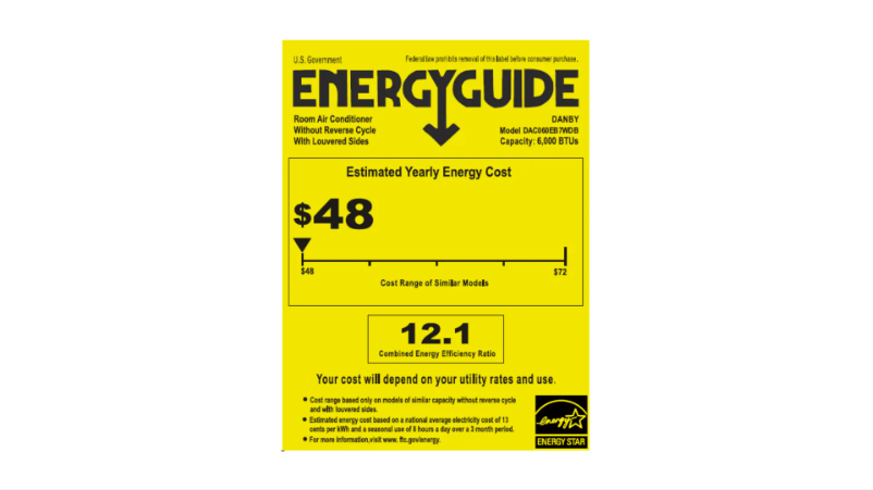 Page 1 de la notice Label énergétique Danby DAC060EB7WDB