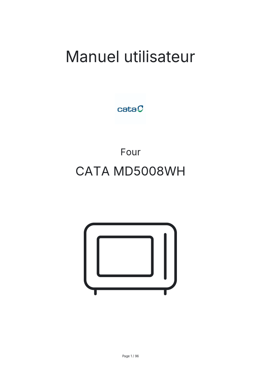 Page n°1 - Manuel utilisateur CATA MD5008WH