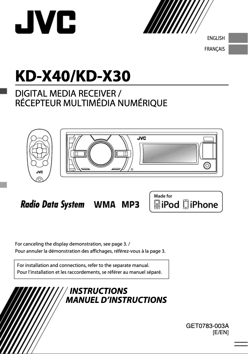 Page 1 de la notice Manuel utilisateur JVC KD-X40