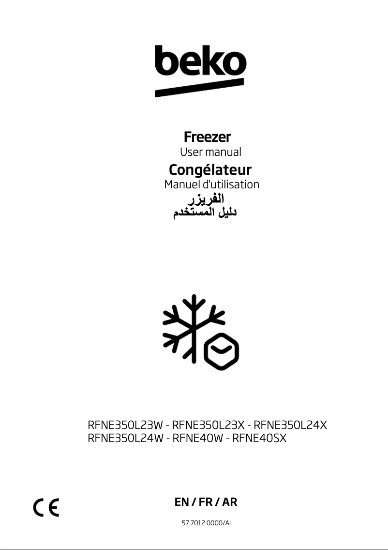 Page 1 de la notice Manuel utilisateur Beko RFNE350L24W