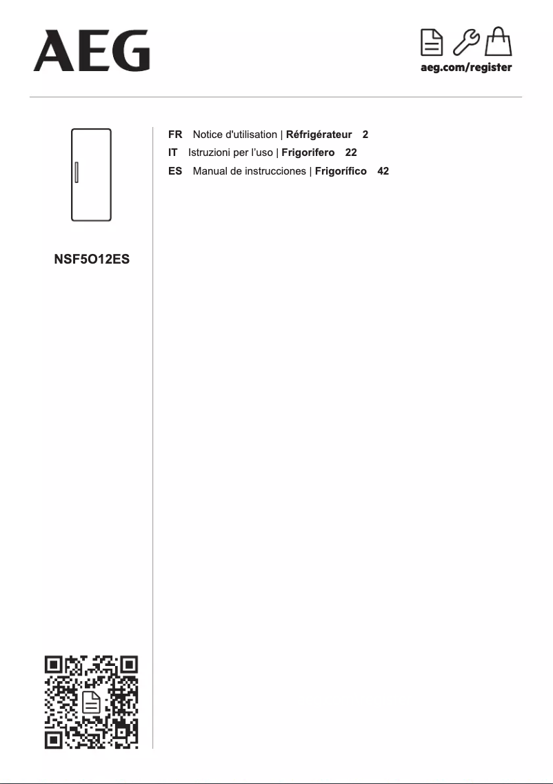 Page 1 de la notice Manuel utilisateur AEG NSF5O12ES