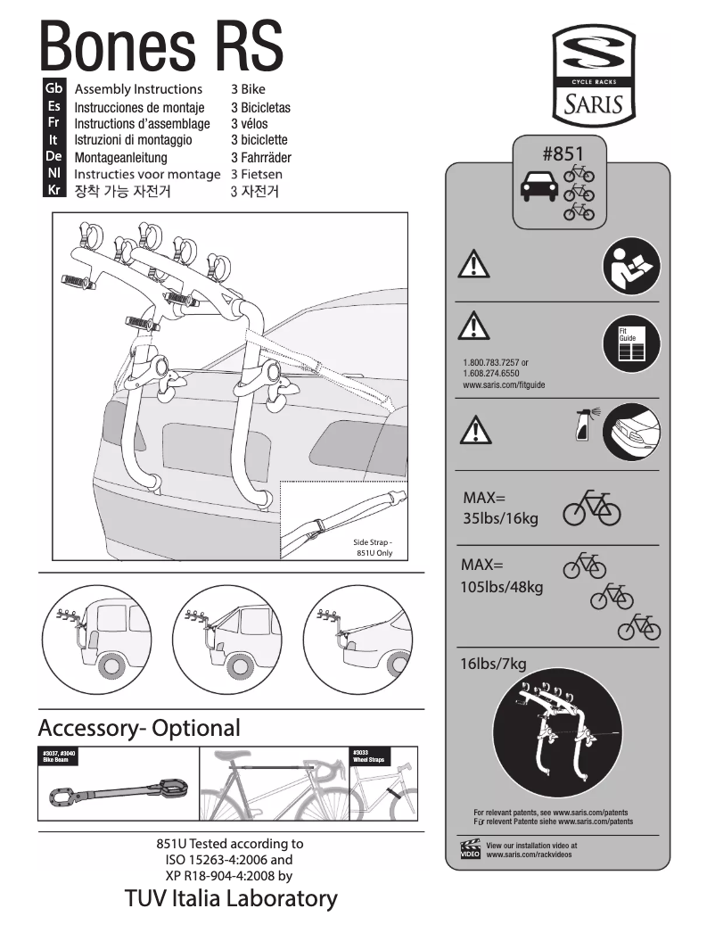 Page n°1 - Manuel utilisateur Saris Bones RS