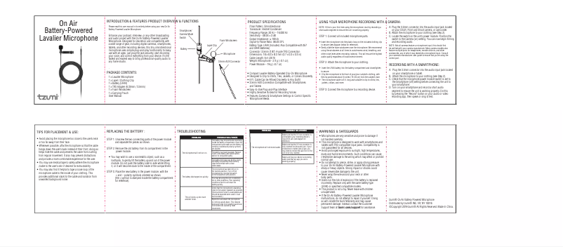 Page 1 de la notice Manuel utilisateur Tzumi On Air