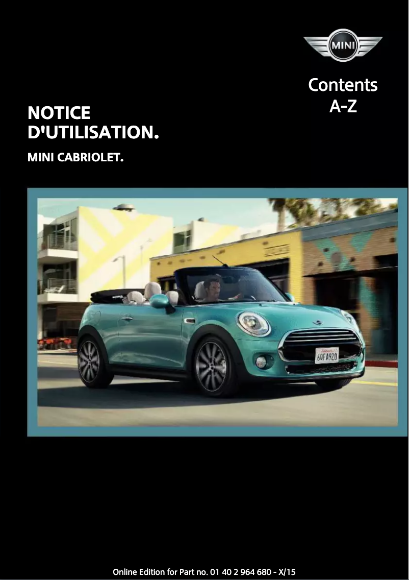 Page 1 de la notice Manuel utilisateur Mini Convertible (2015)