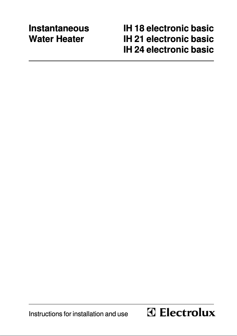 Page 1 de la notice Manuel utilisateur Electrolux IH 18 Electronic Basic