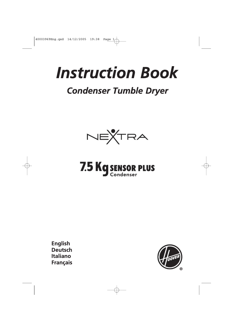 Page 1 de la notice Manuel utilisateur Hoover HNC 375T-88