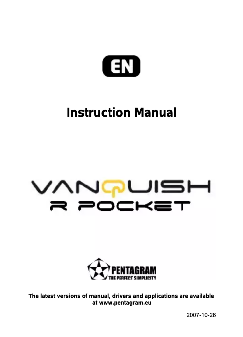 Page 1 de la notice Manuel utilisateur Pentagram Vanquish R Pocket P 5114
