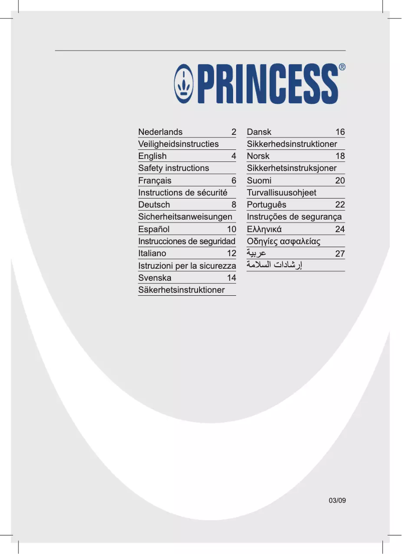 Page 1 de la notice Manuel utilisateur Princess 509100