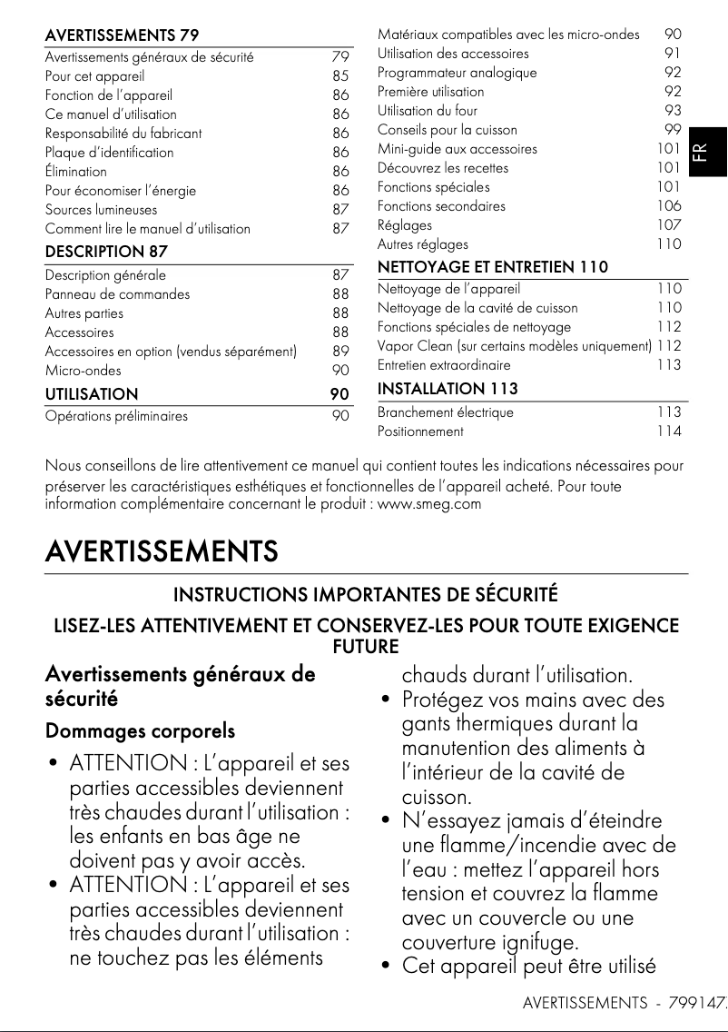 Page n°1 - Manuel utilisateur Smeg SO4602M1NR