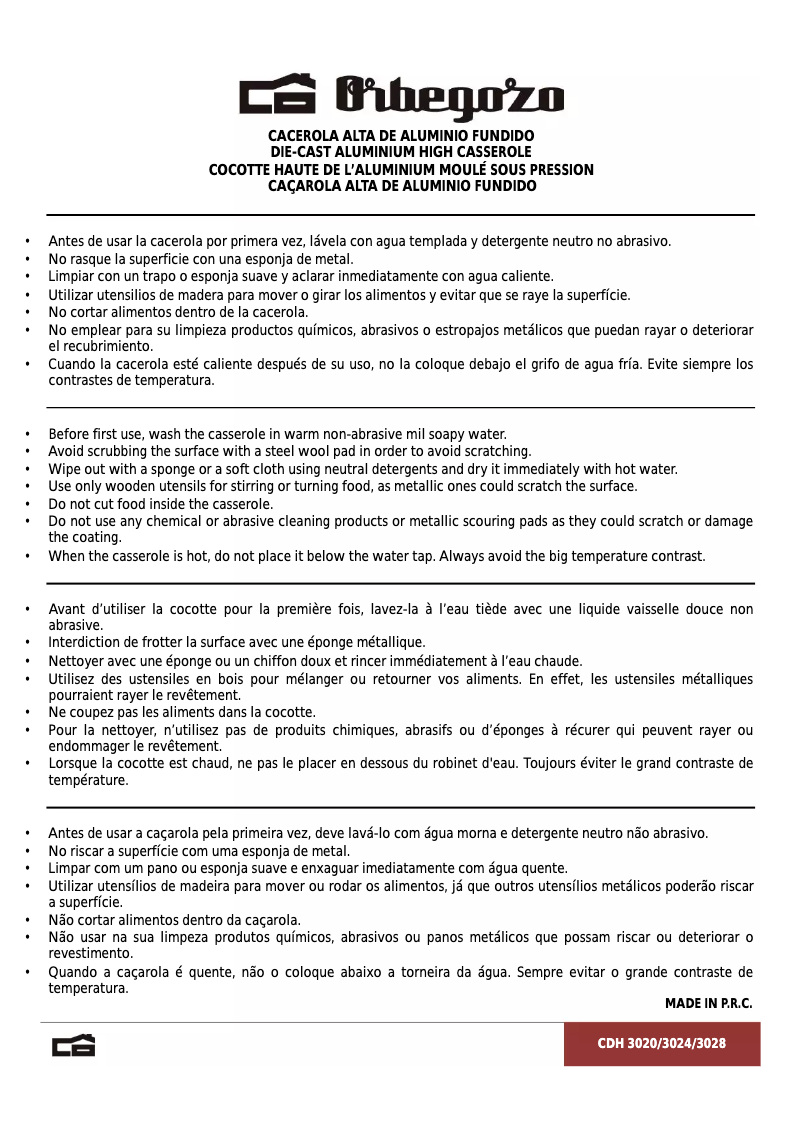 Image de la première page du manuel de l'appareil CDH 3020