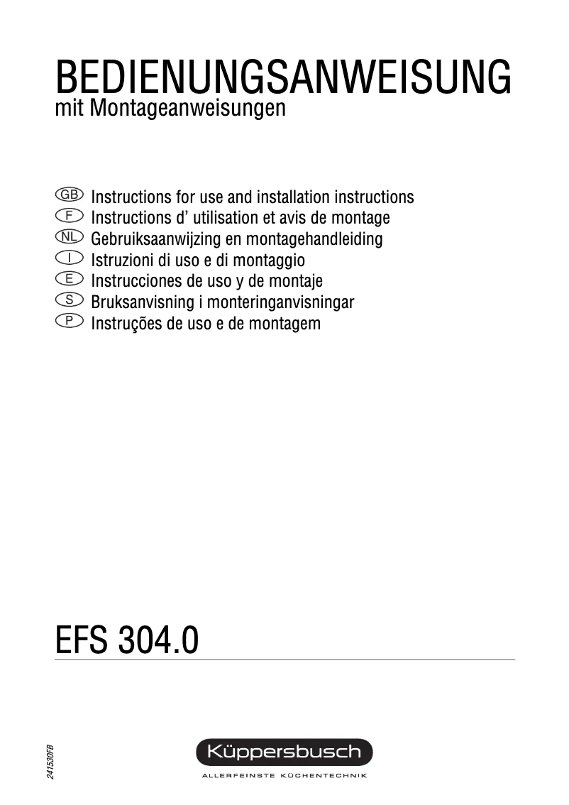 Page n°1 - Manuel utilisateur Küppersbusch EFS 304.0