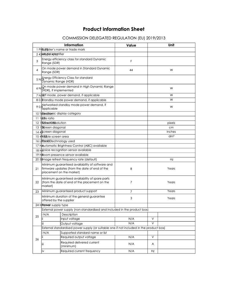 First page image of the manual for 43HFL5114