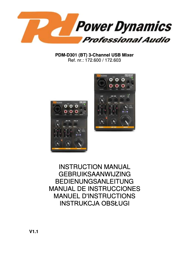 Página 1 del manual Manual de usuario Power Dynamics PDM-D301BT