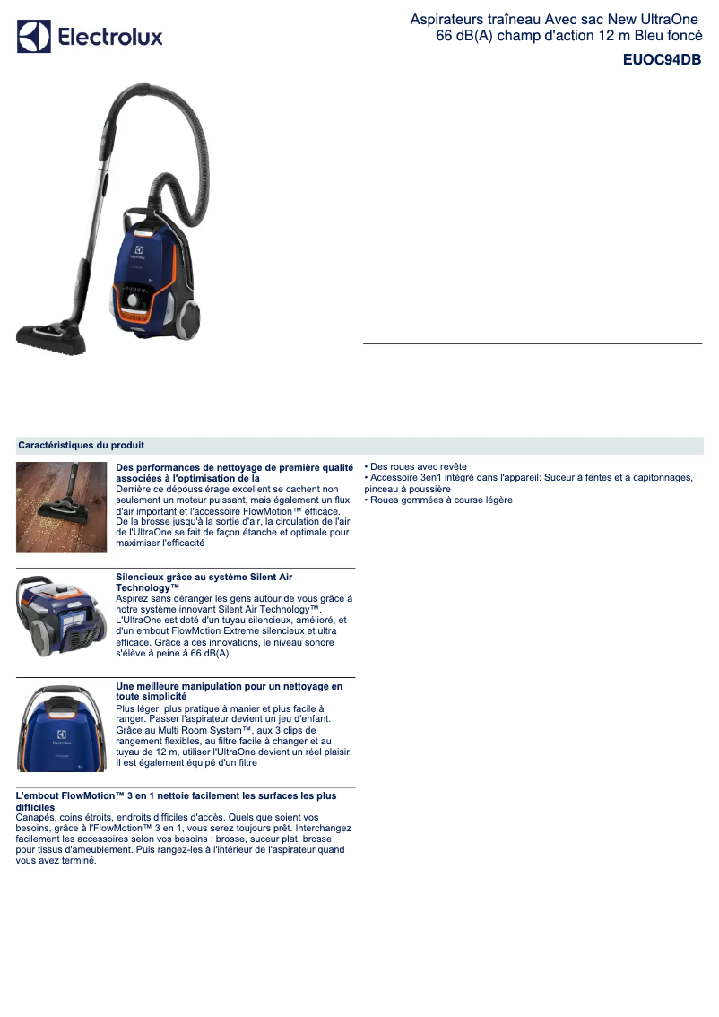 Page 1 de la notice Manuel utilisateur Electrolux EUOC94DB