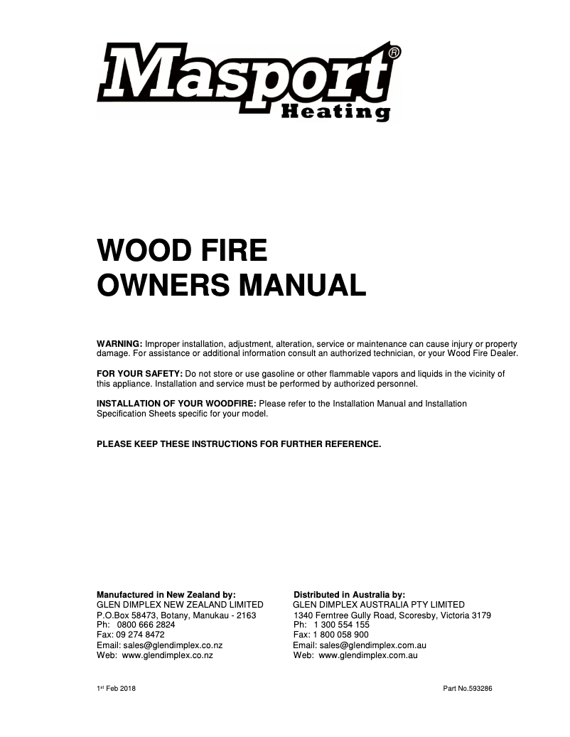 Página 1 del manual Manual de usuario Masport Creswick