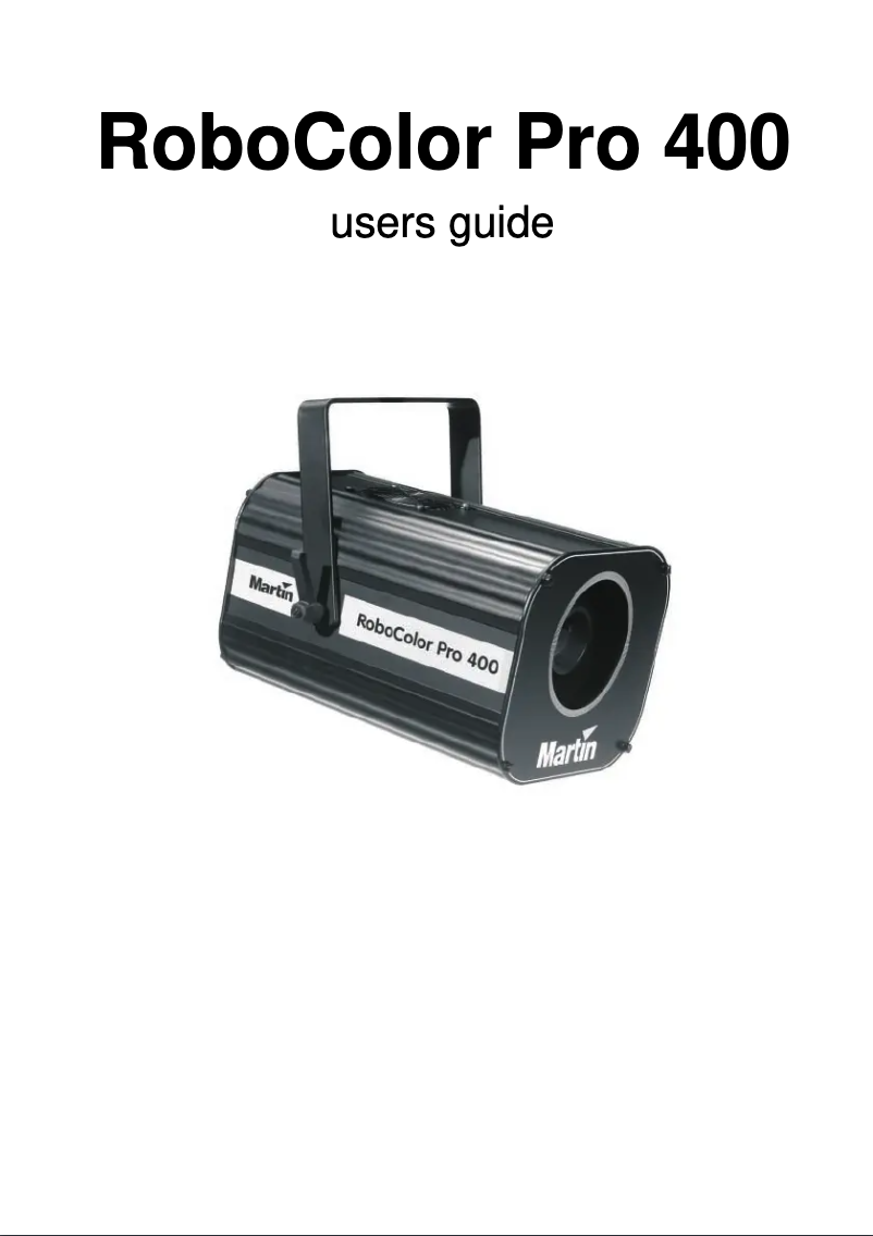 Image de la première page du manuel de l'appareil RoboColor Pro 400