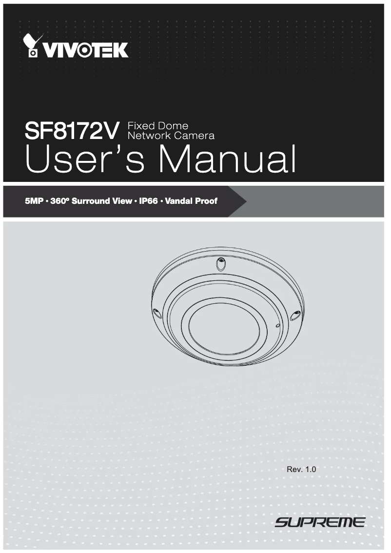 Page 1 de la notice Manuel utilisateur Vivotek SF8172V
