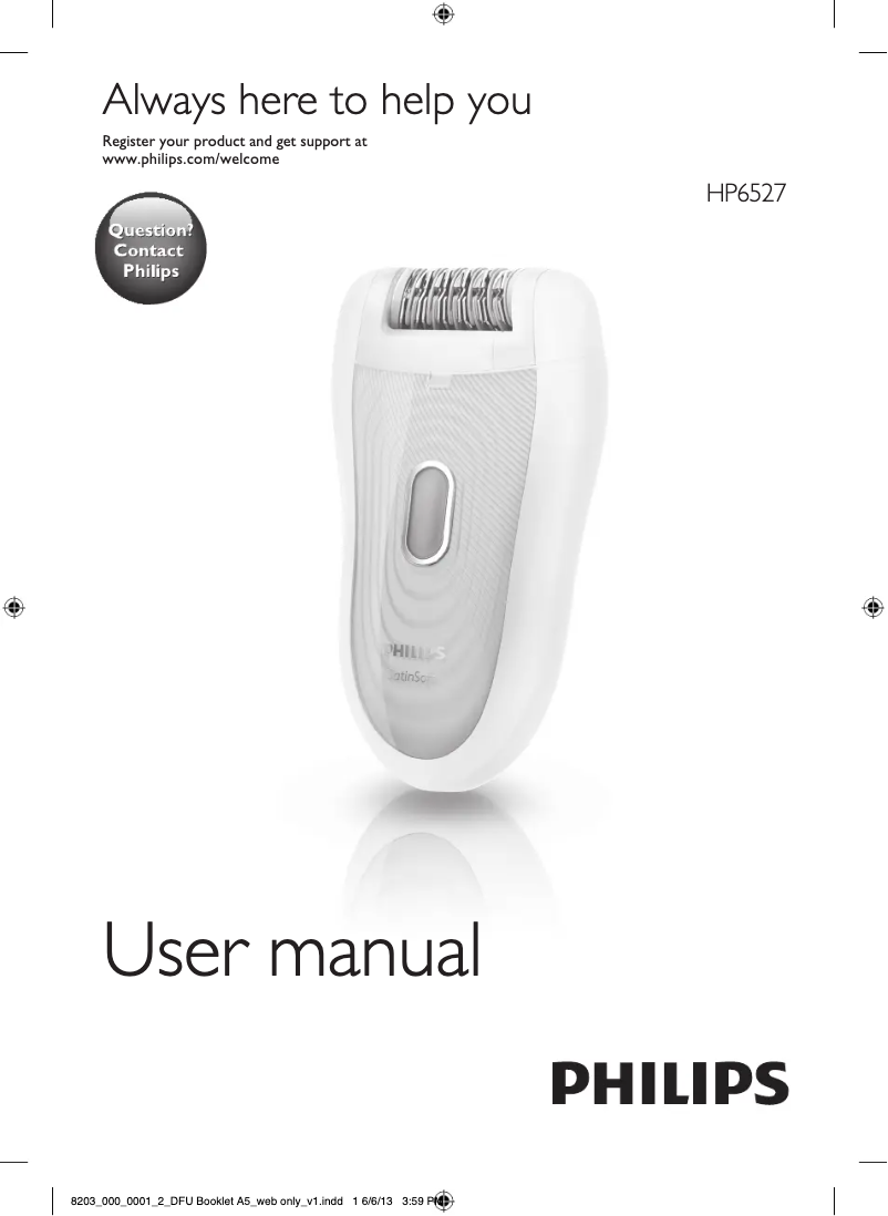 Page 1 de la notice Manuel utilisateur Philips SatinSoft HP6527