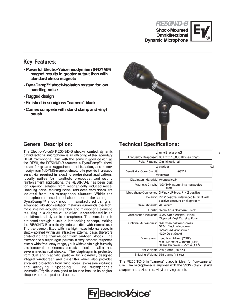 Page n°1 - Manuel utilisateur Electro-Voice RE50N/D-B