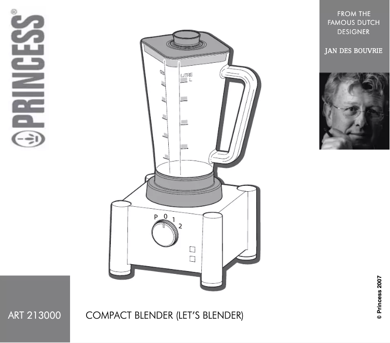 Page 1 de la notice Manuel utilisateur Princess 213000 Compact Let’s Blender