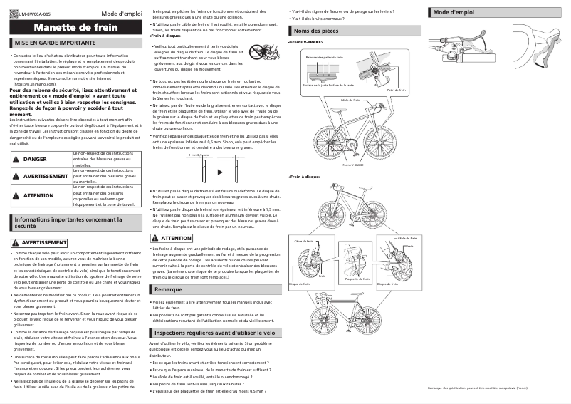 Page n°1 - Manuel utilisateur Shimano BL-T610