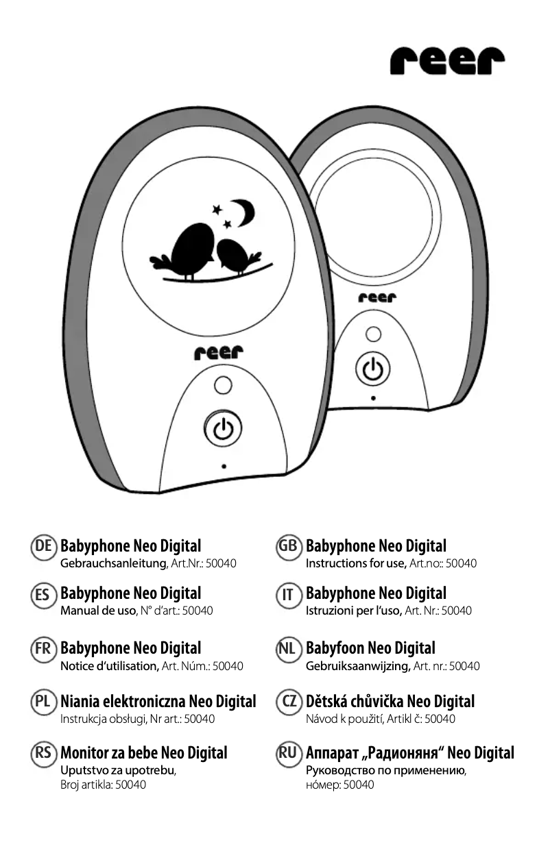 Imagen de la primera página del manual del dispositivo Neo 50040