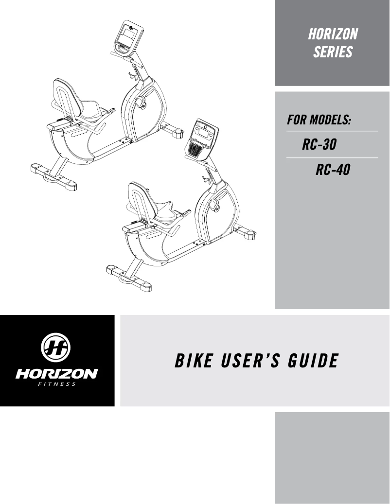 Page n°1 - Manuel utilisateur Horizon Fitness RC40