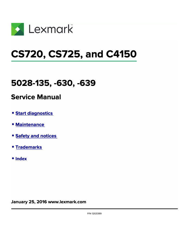Page 1 de la notice Manuel utilisateur Lexmark CS725de