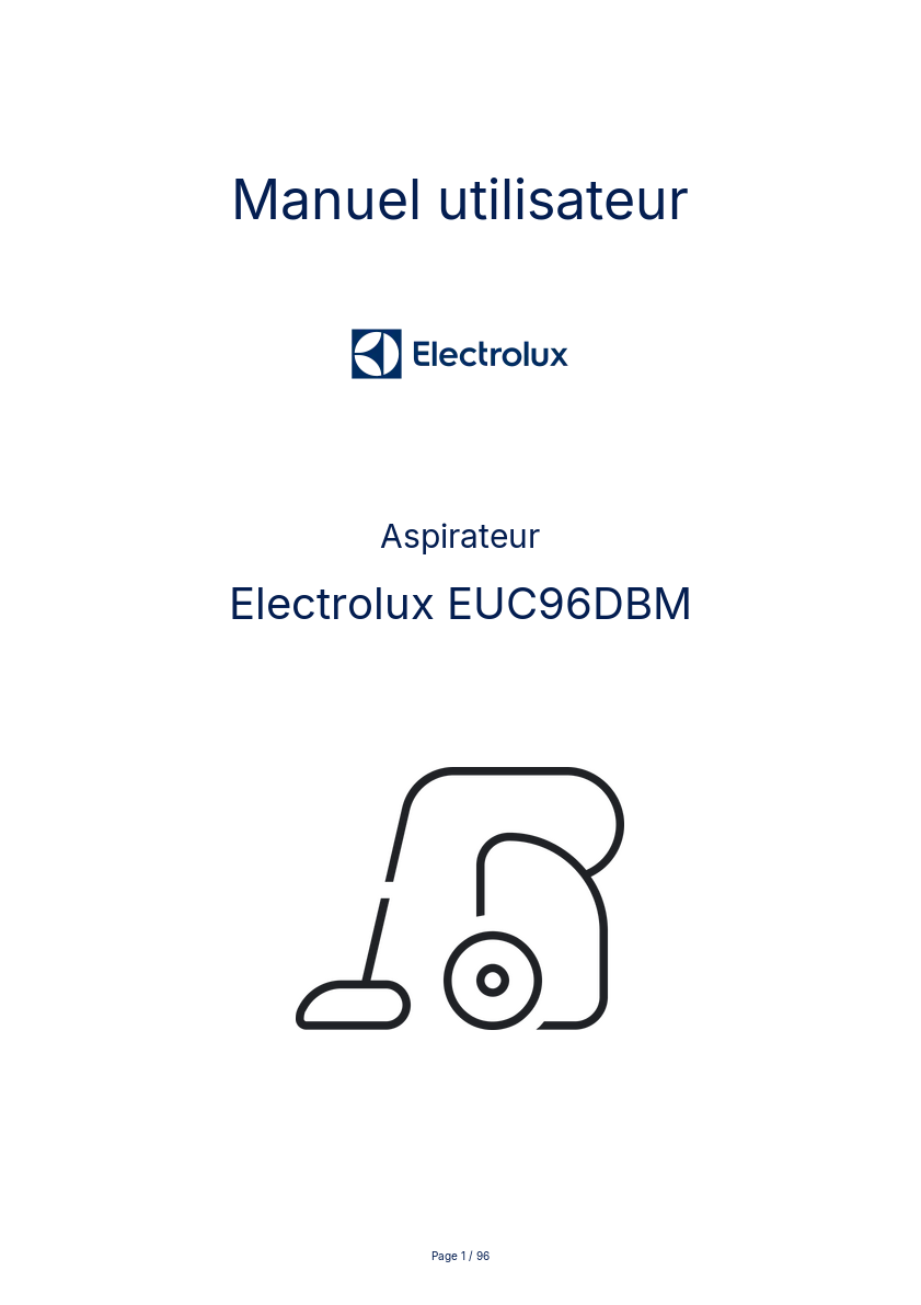 Page n°1 - Manuel utilisateur Electrolux EUC96DBM