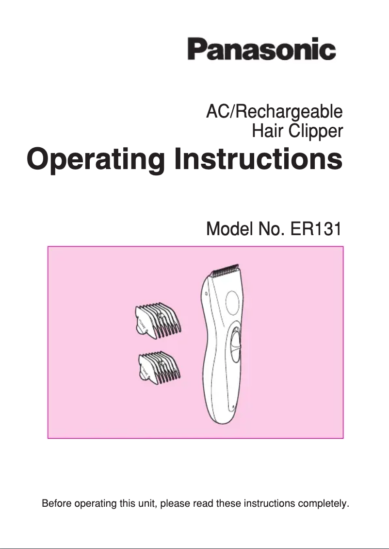 Page n°1 - Manuel utilisateur Panasonic ER131H520