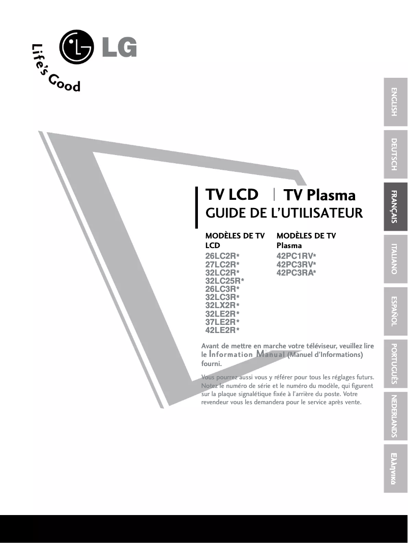 Page n°1 - Manuel utilisateur LG 26LC3R