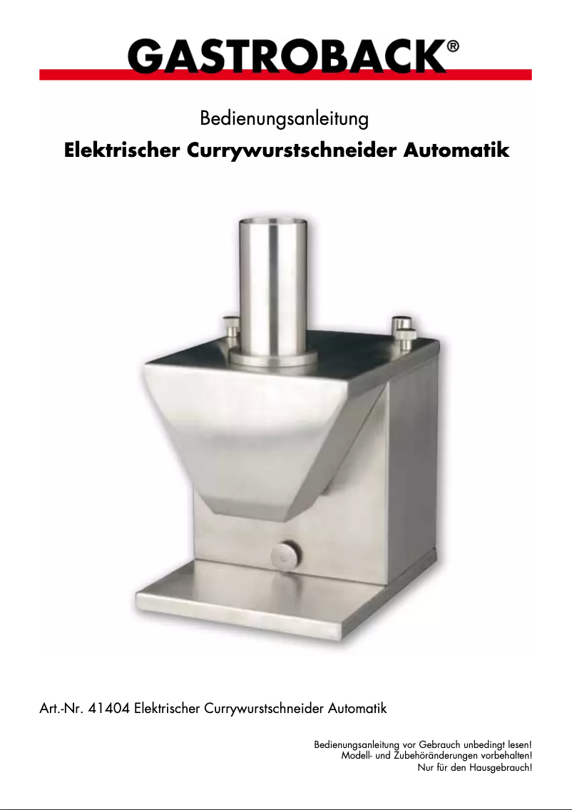 Image de la première page du manuel de l'appareil 41404