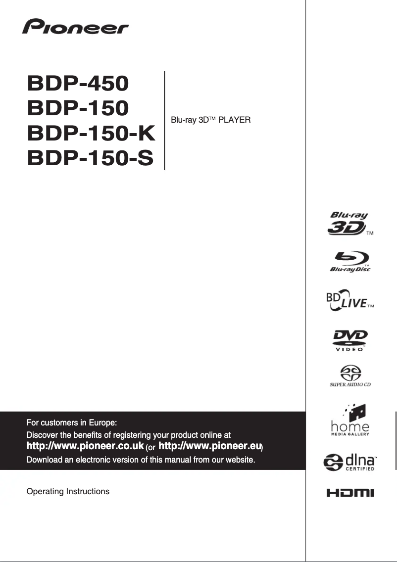 Imagen de la primera página del manual del dispositivo BDP-450