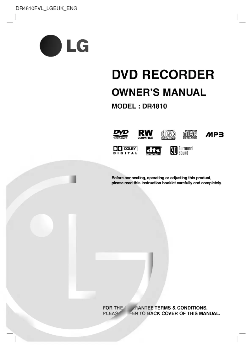 Image de la première page du manuel de l'appareil DR4810FVL