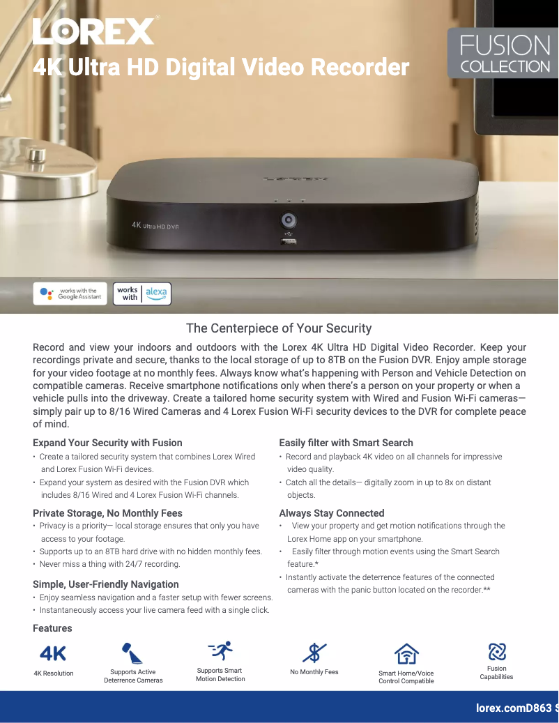 Página 1 del manual Ficha técnica Lorex D863A62B