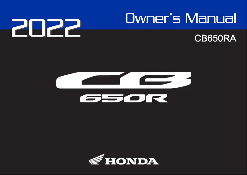 First page image of the manual for CB650R (2022)