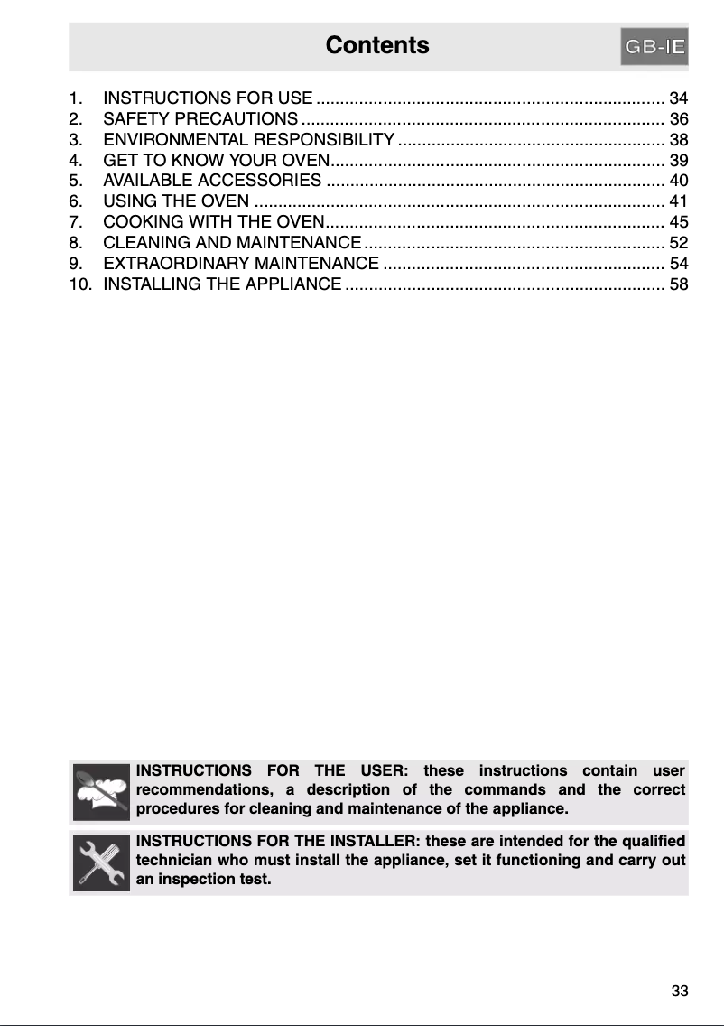 Page 1 de la notice Manuel utilisateur Smeg SC 521 X8
