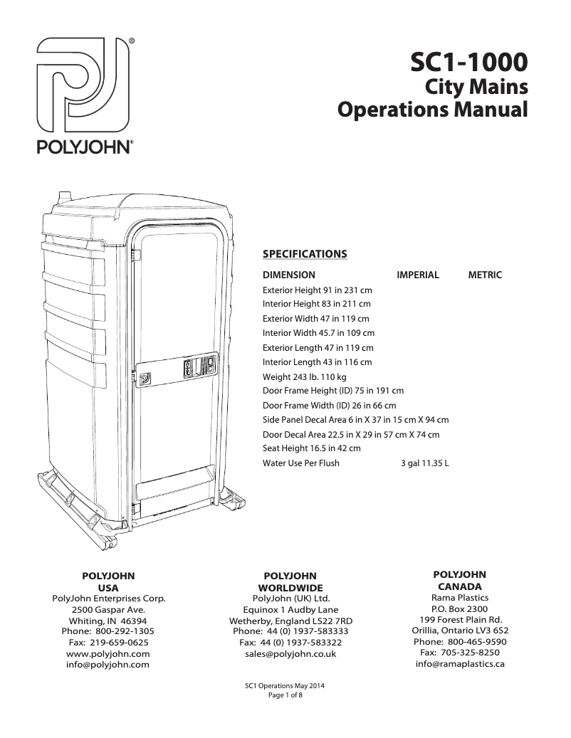 Page n°1 - Manuel utilisateur PolyJohn SC1-1016